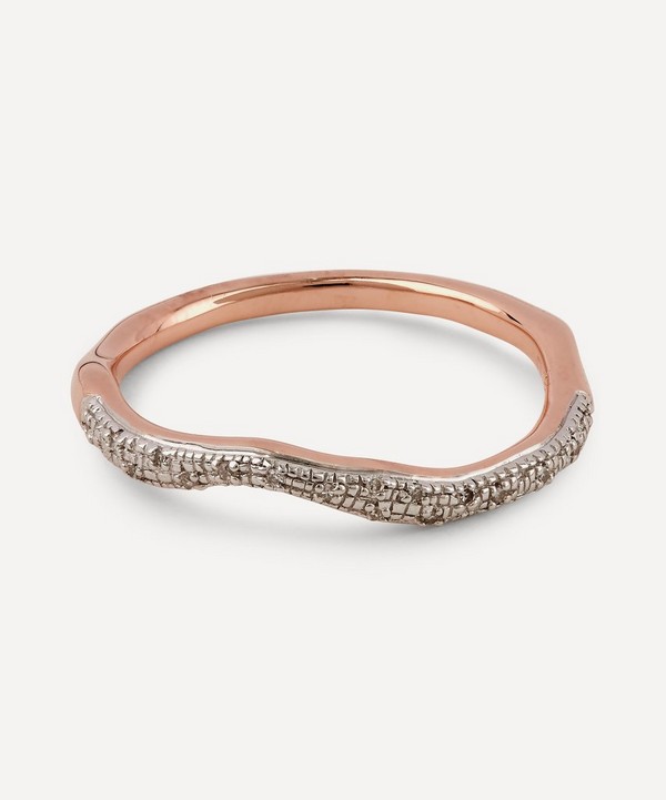 Monica Vinader - Rose Gold Plated Vermeil Silver Riva Diamond Wave Stacking Ring image number null
