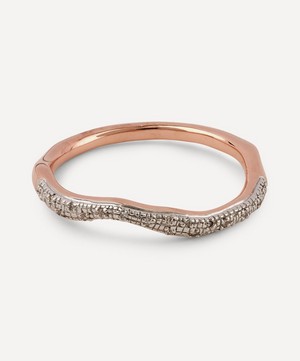 Monica Vinader - Rose Gold Plated Vermeil Silver Riva Diamond Wave Stacking Ring image number 0