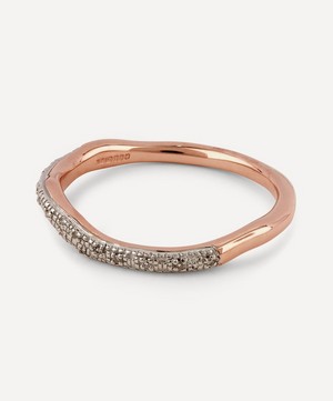 Monica Vinader - Rose Gold Plated Vermeil Silver Riva Diamond Wave Stacking Ring image number 2