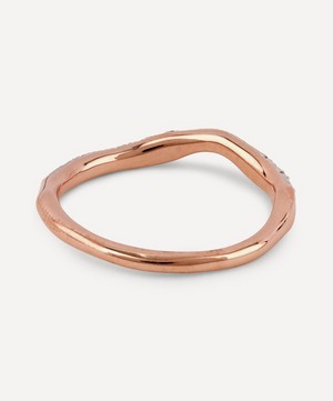 Monica Vinader - Rose Gold Plated Vermeil Silver Riva Diamond Wave Stacking Ring image number 3