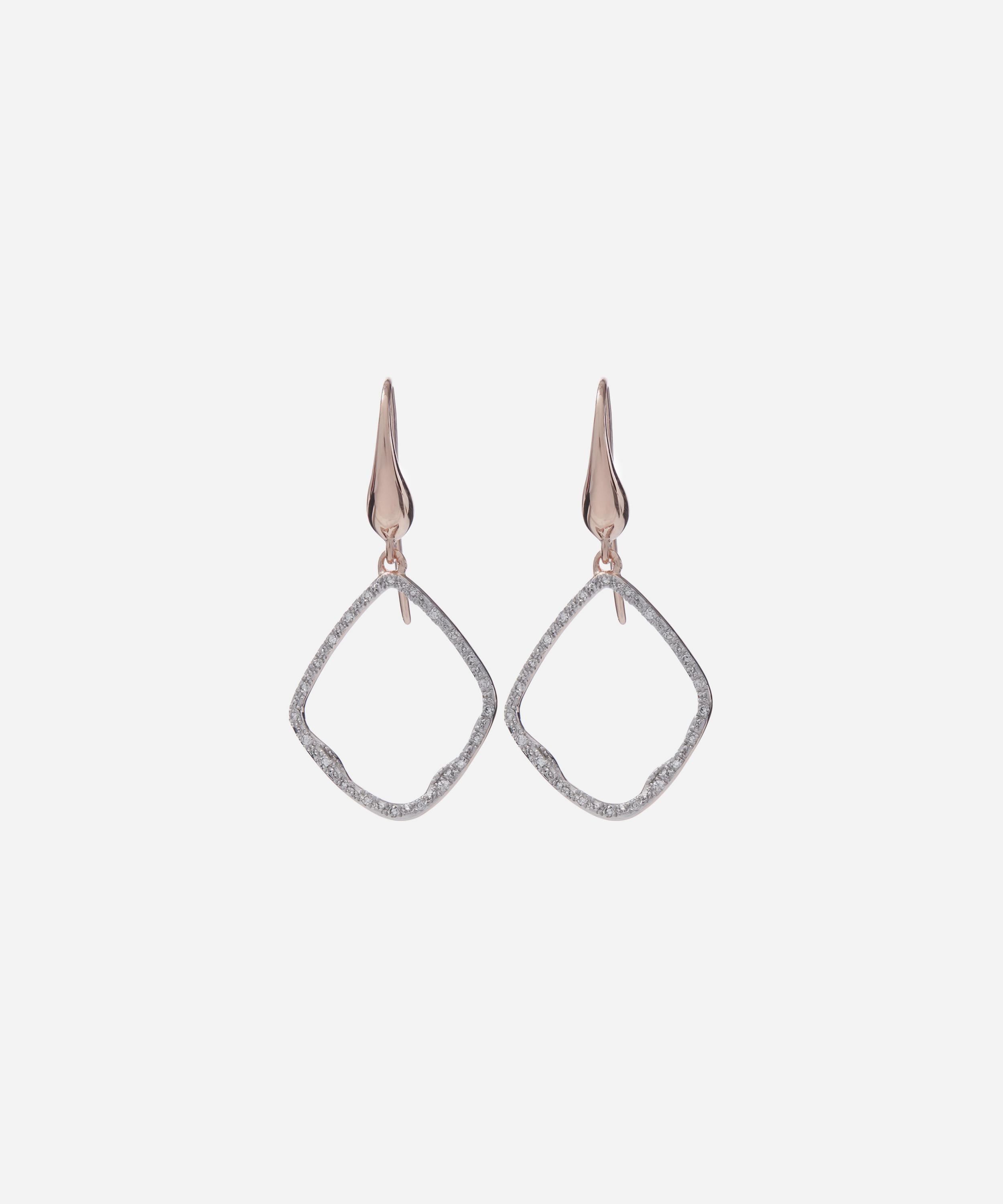 Monica Vinader - Rose Gold Plated Vermeil Silver Riva Diamond Hoop Drop Earrings image number 
