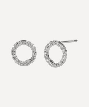 Monica Vinader - Silver Riva Diamond Circle Stud Earrings image number 0