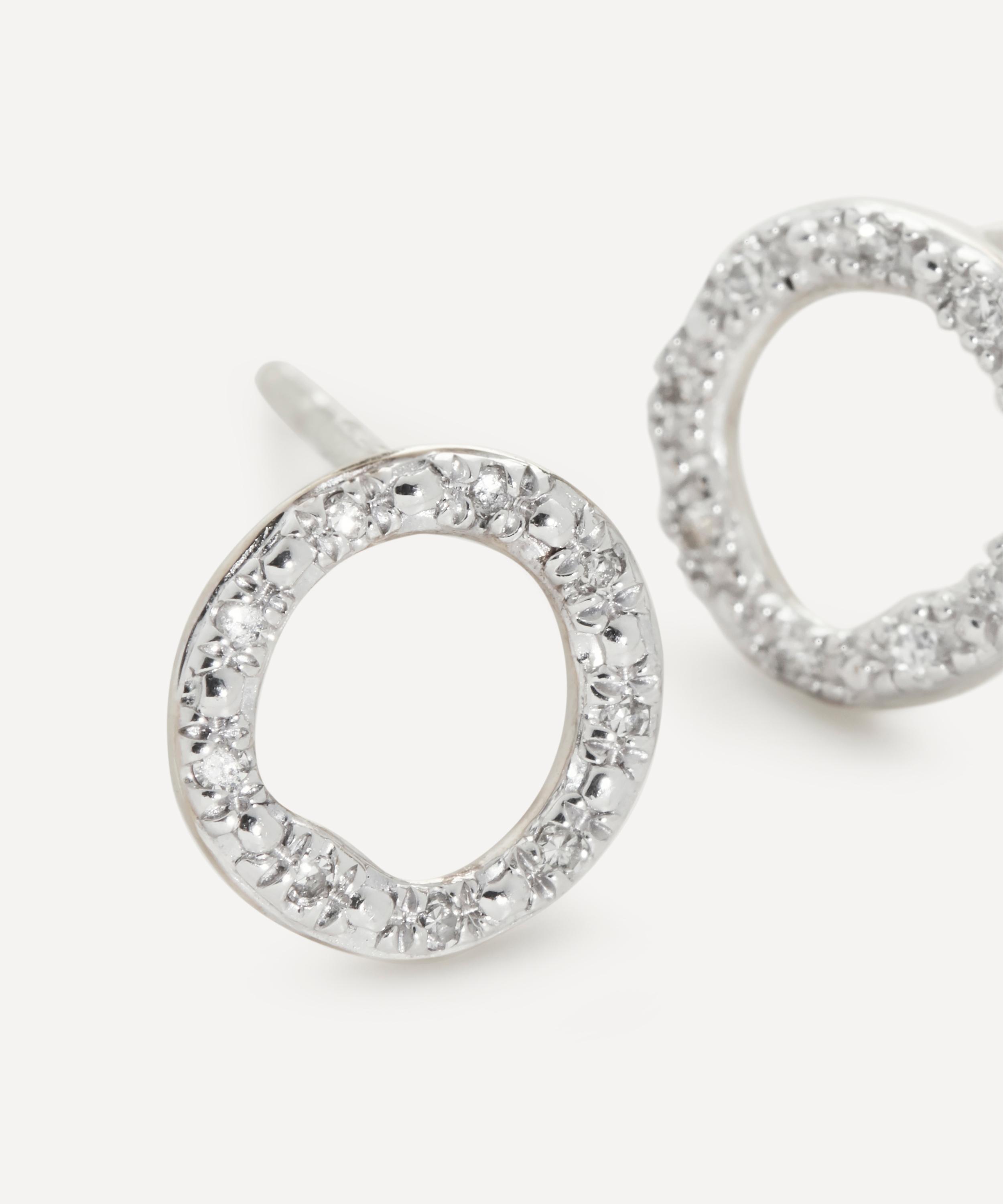 Monica Vinader - Silver Riva Diamond Circle Stud Earrings image number 1