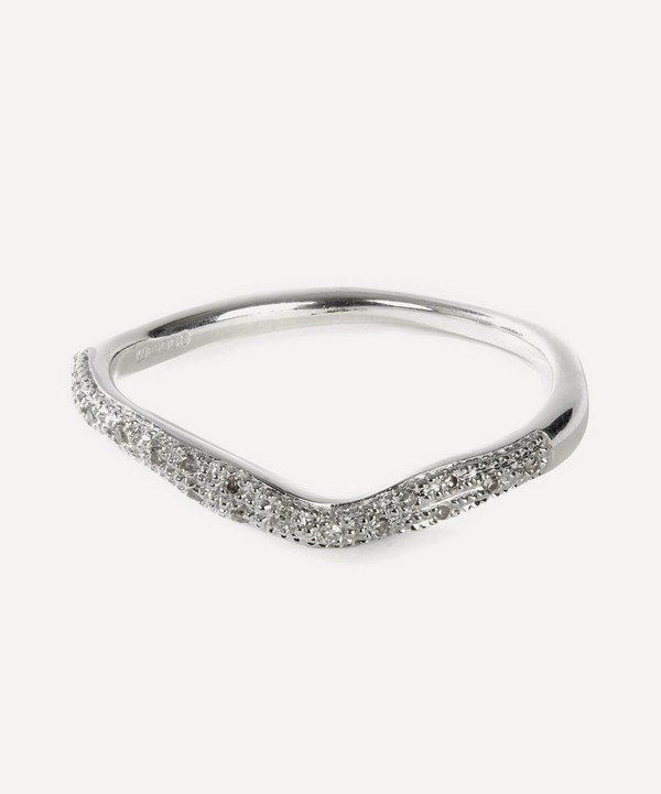 Monica Vinader - Silver Riva Diamond Wave Stacking Ring image number null