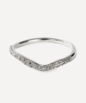 Monica Vinader - Silver Riva Diamond Wave Stacking Ring image number 0