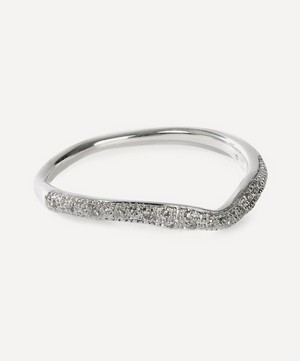 Monica Vinader - Silver Riva Diamond Wave Stacking Ring image number 2