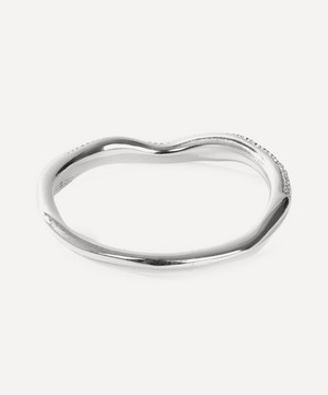 Monica Vinader - Silver Riva Diamond Wave Stacking Ring image number 3
