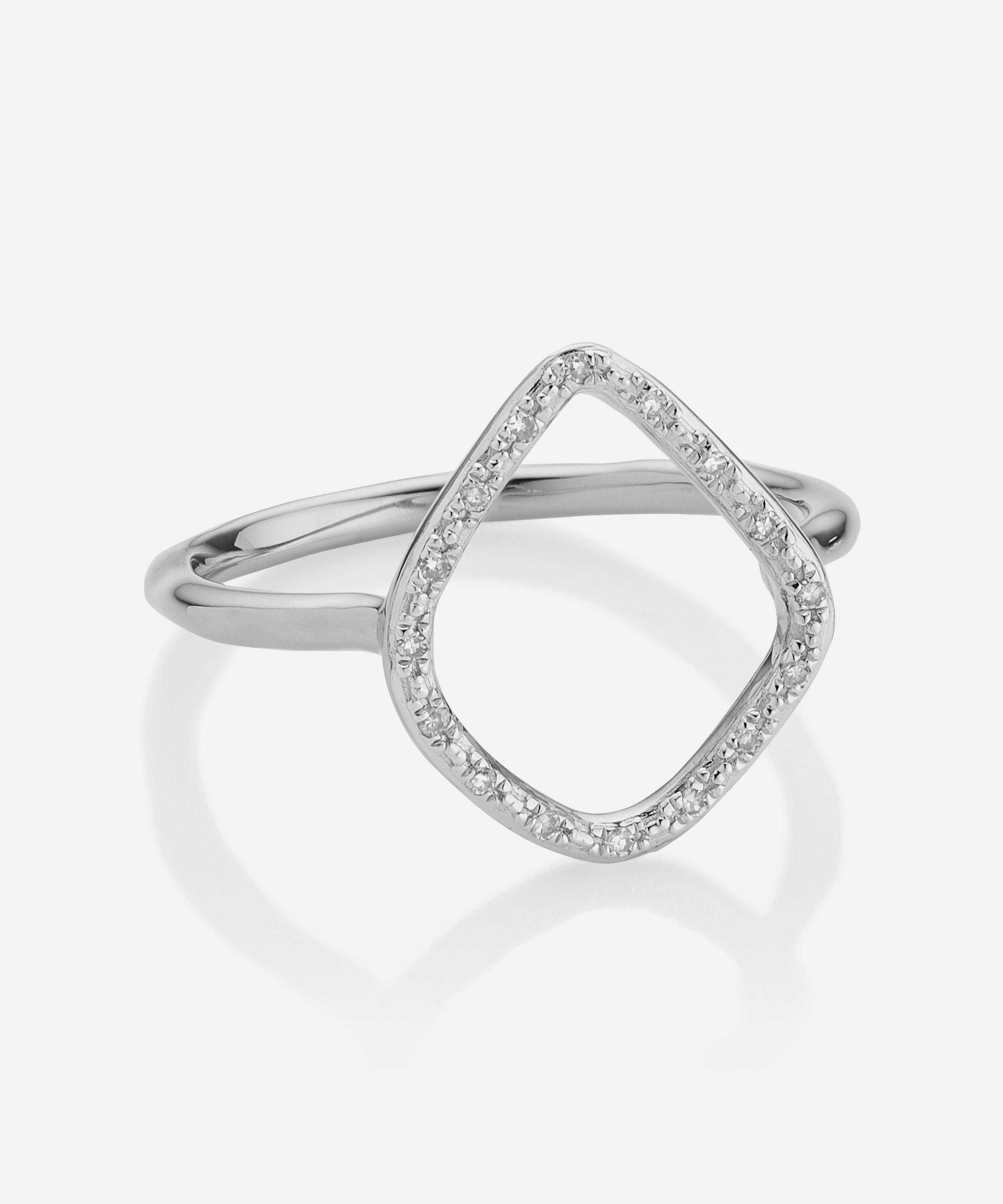 Monica Vinader - Silver Riva Diamond Hoop Ring image number 0