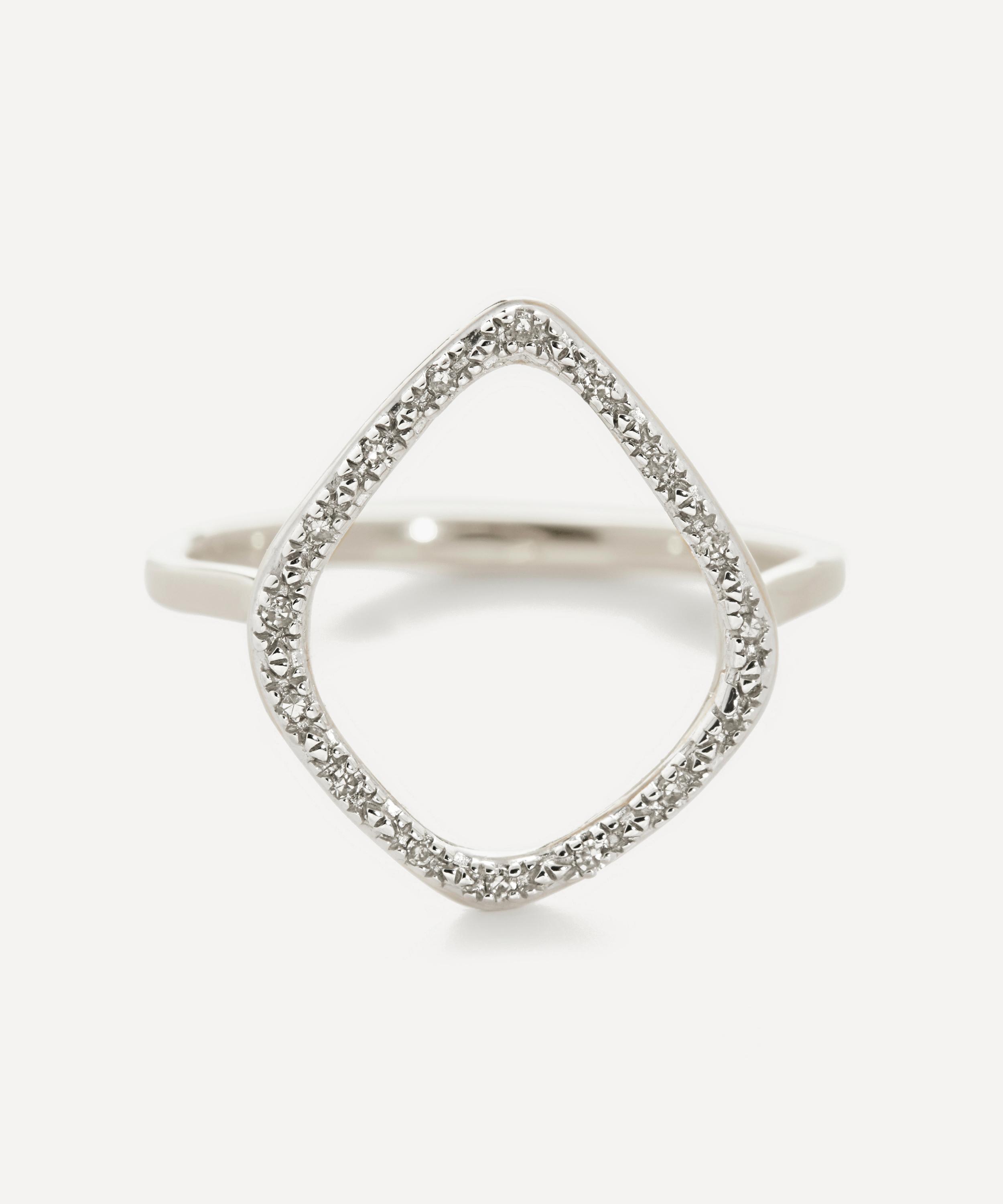 Monica Vinader - Silver Riva Diamond Hoop Ring image number 2