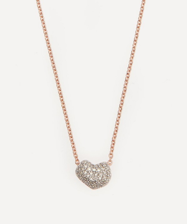 Monica Vinader - Rose Gold Plated Vermeil Silver Nura Mini Heart Diamond Necklace image number null