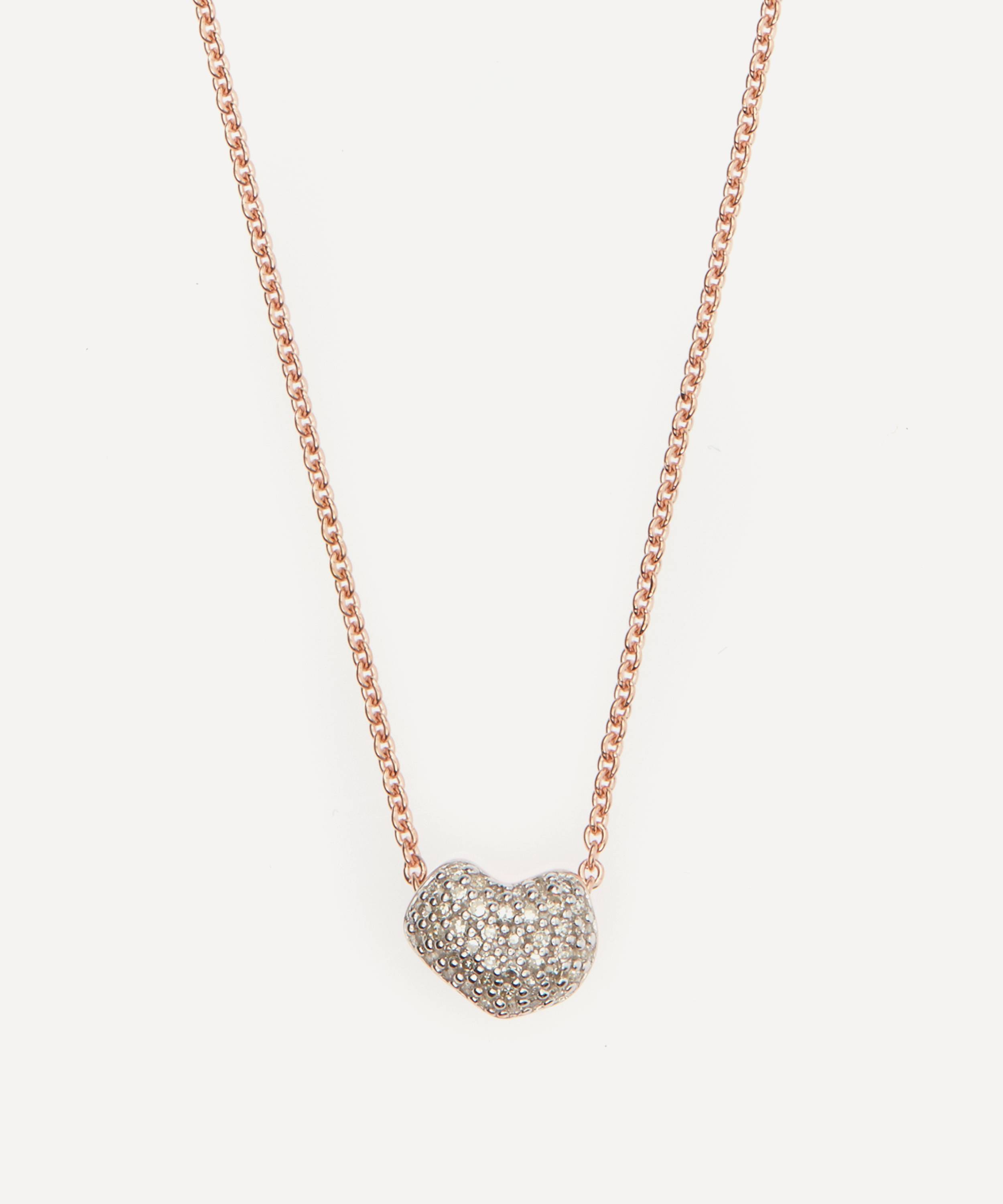 Monica Vinader Rose Gold Plated Vermeil Silver Nura Mini Heart Diamond ...