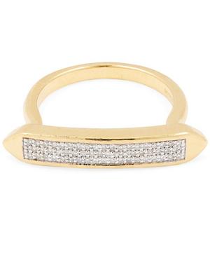 Monica Vinader - Gold Plated Vermeil Silver Baja Skinny Diamond Ring image number 0