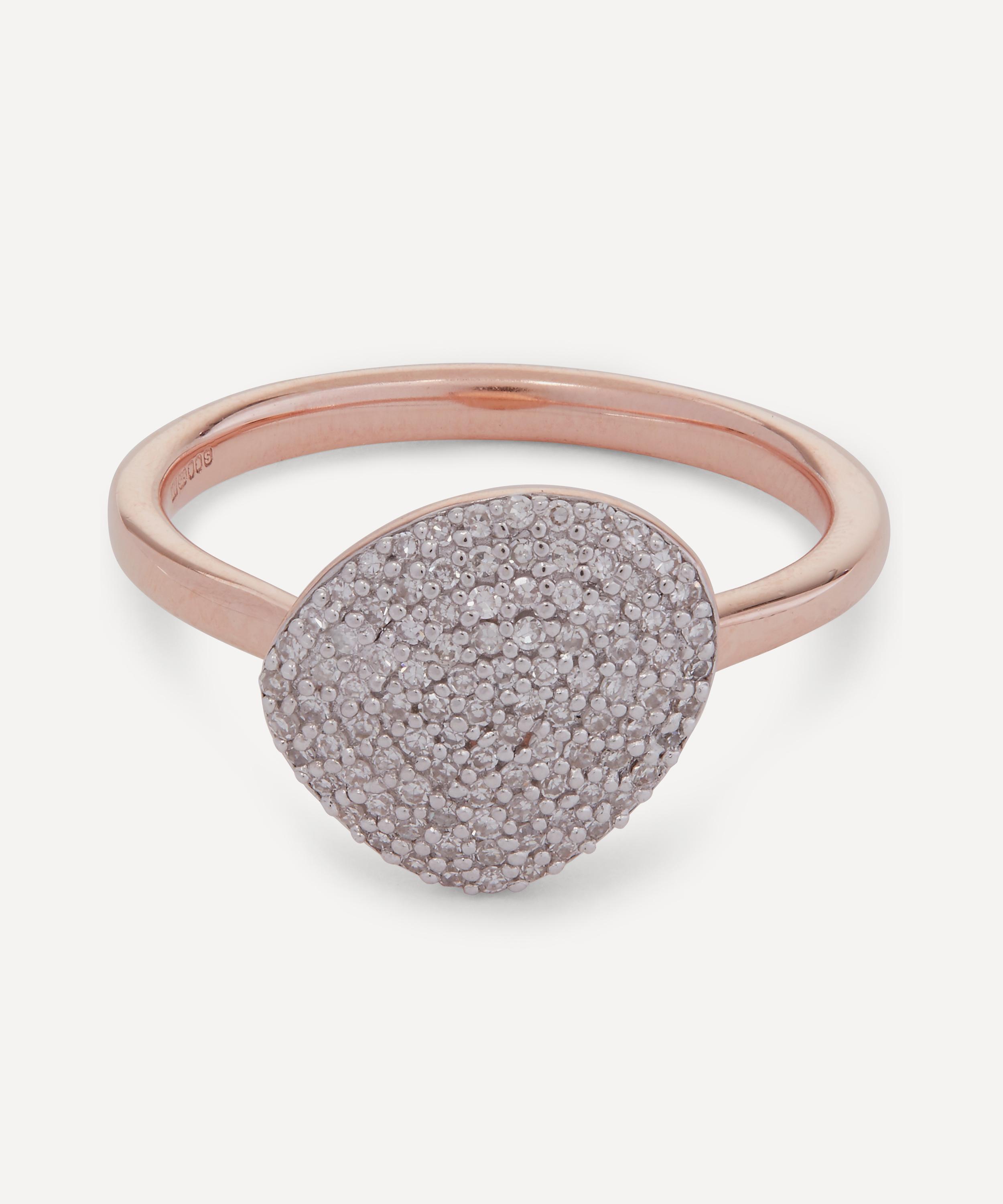 Monica Vinader - Rose Gold Plated Vermeil Silver Nura Pebble Diamond Stacking Ring image number 0