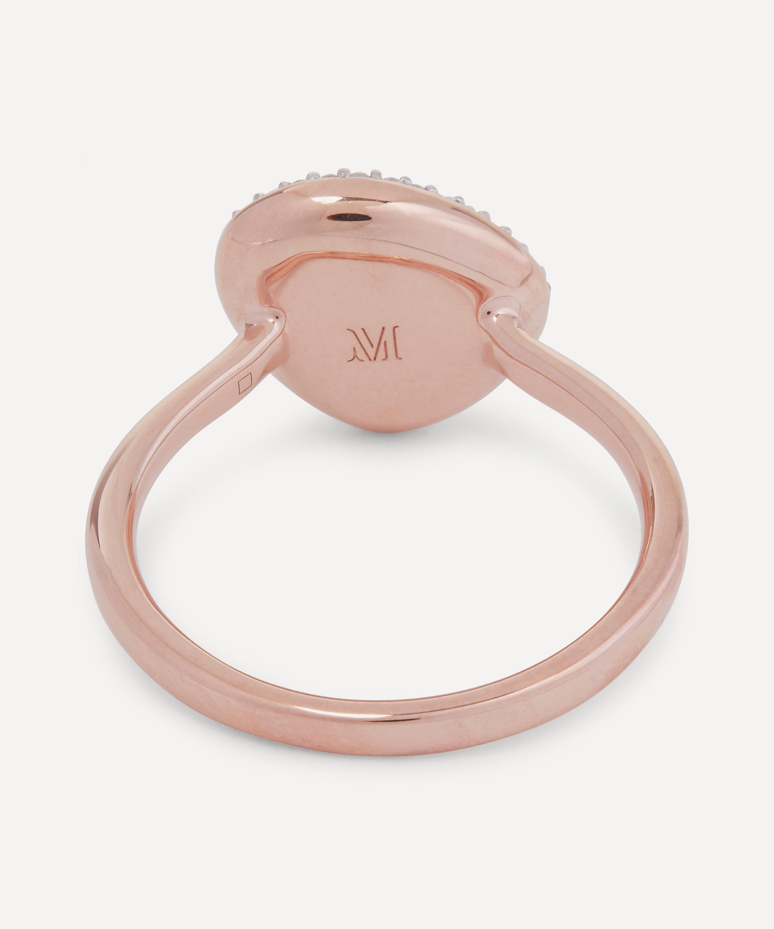 Monica Vinader - Rose Gold Plated Vermeil Silver Nura Pebble Diamond Stacking Ring image number 3
