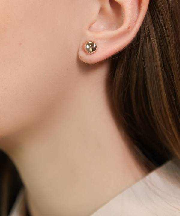Sterling silver pebble shaped stud earrings Simple silver stud earrings