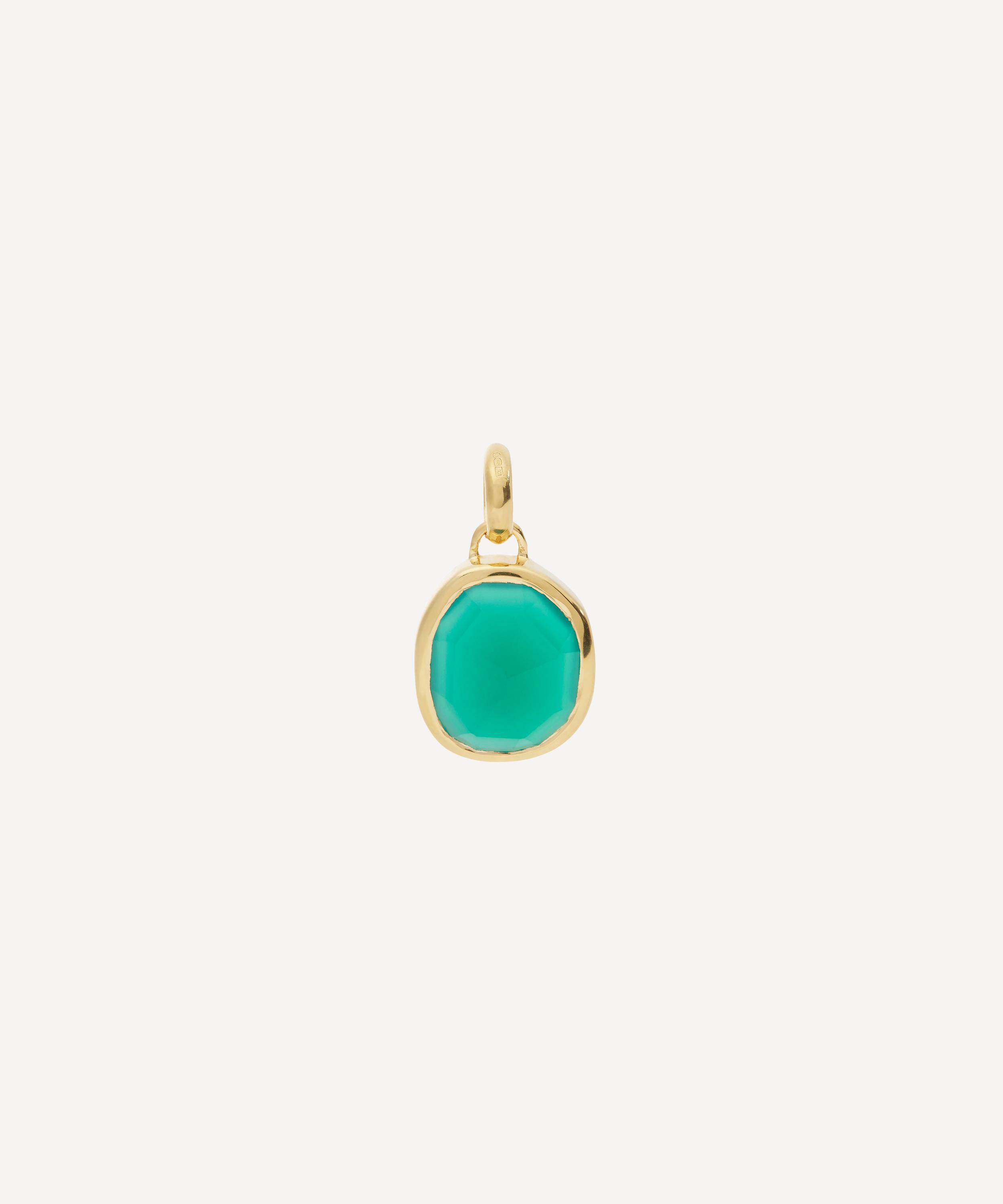 Monica Vinader - Gold Plated Vermeil Silver Siren Medium Green Onyx Bezel Pendant image number 