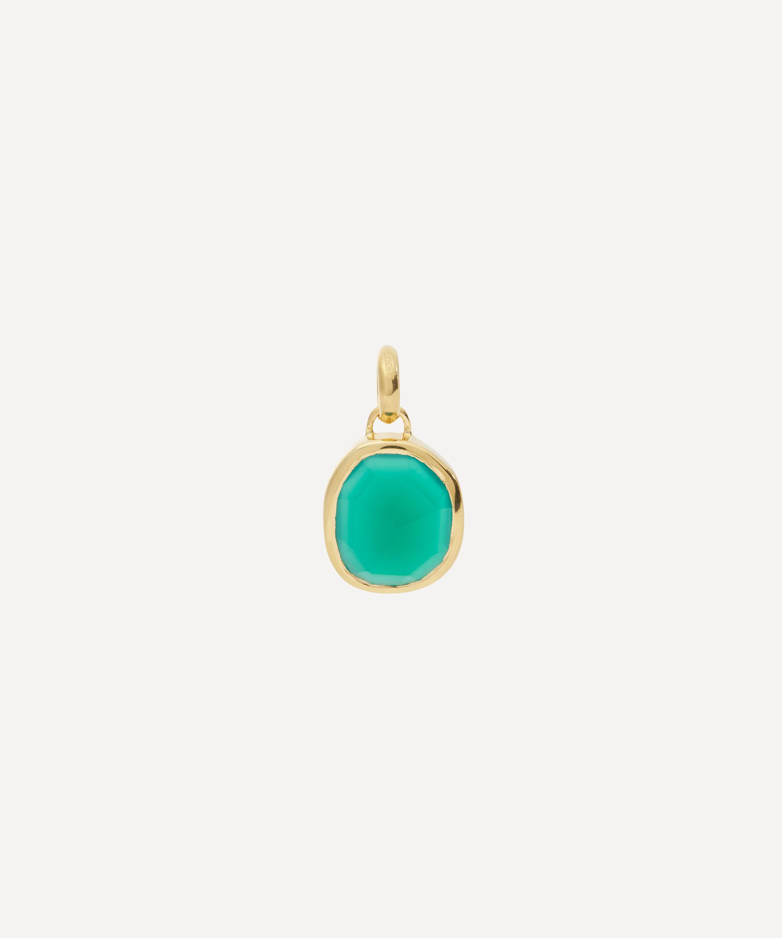 Monica Vinader - Gold Plated Vermeil Silver Siren Medium Green Onyx Bezel Pendant image number 0