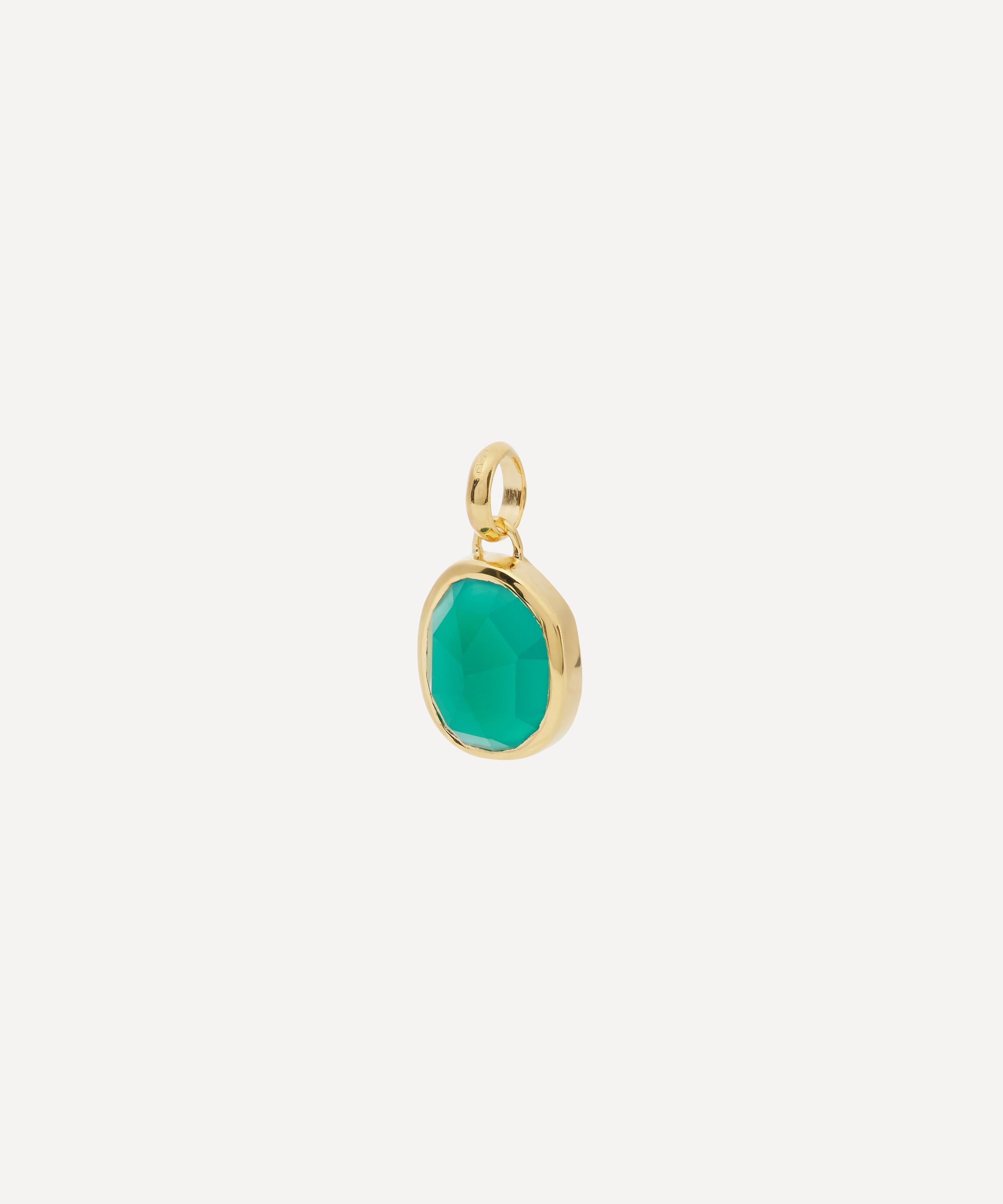 Monica Vinader - Gold Plated Vermeil Silver Siren Medium Green Onyx Bezel Pendant image number 