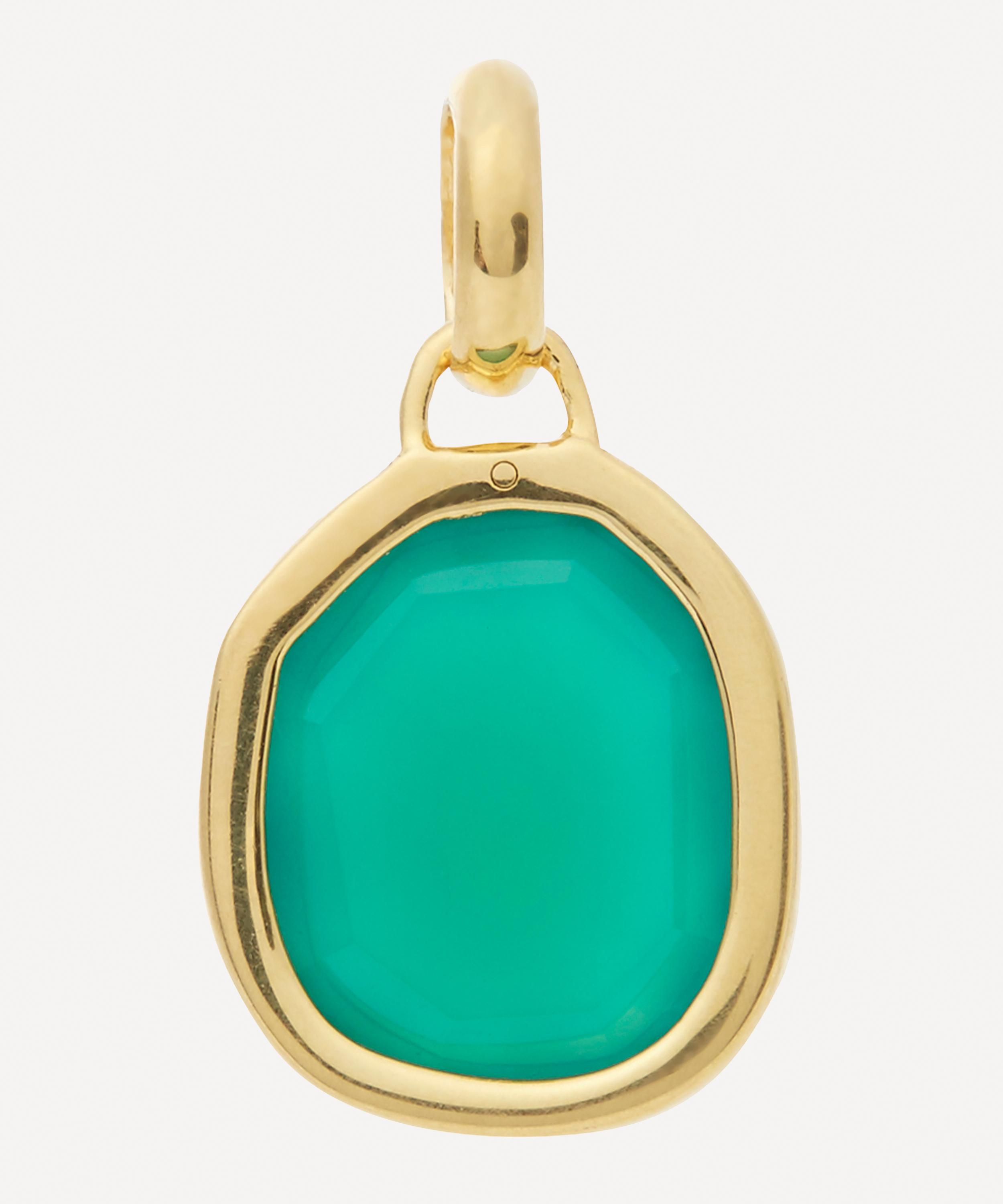 Monica Vinader - Gold Plated Vermeil Silver Siren Medium Green Onyx Bezel Pendant image number 