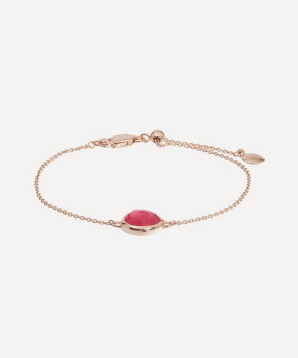 Monica Vinader - Rose Gold Plated Vermeil Silver Siren Pink Quartz Fine Chain Bracelet image number null