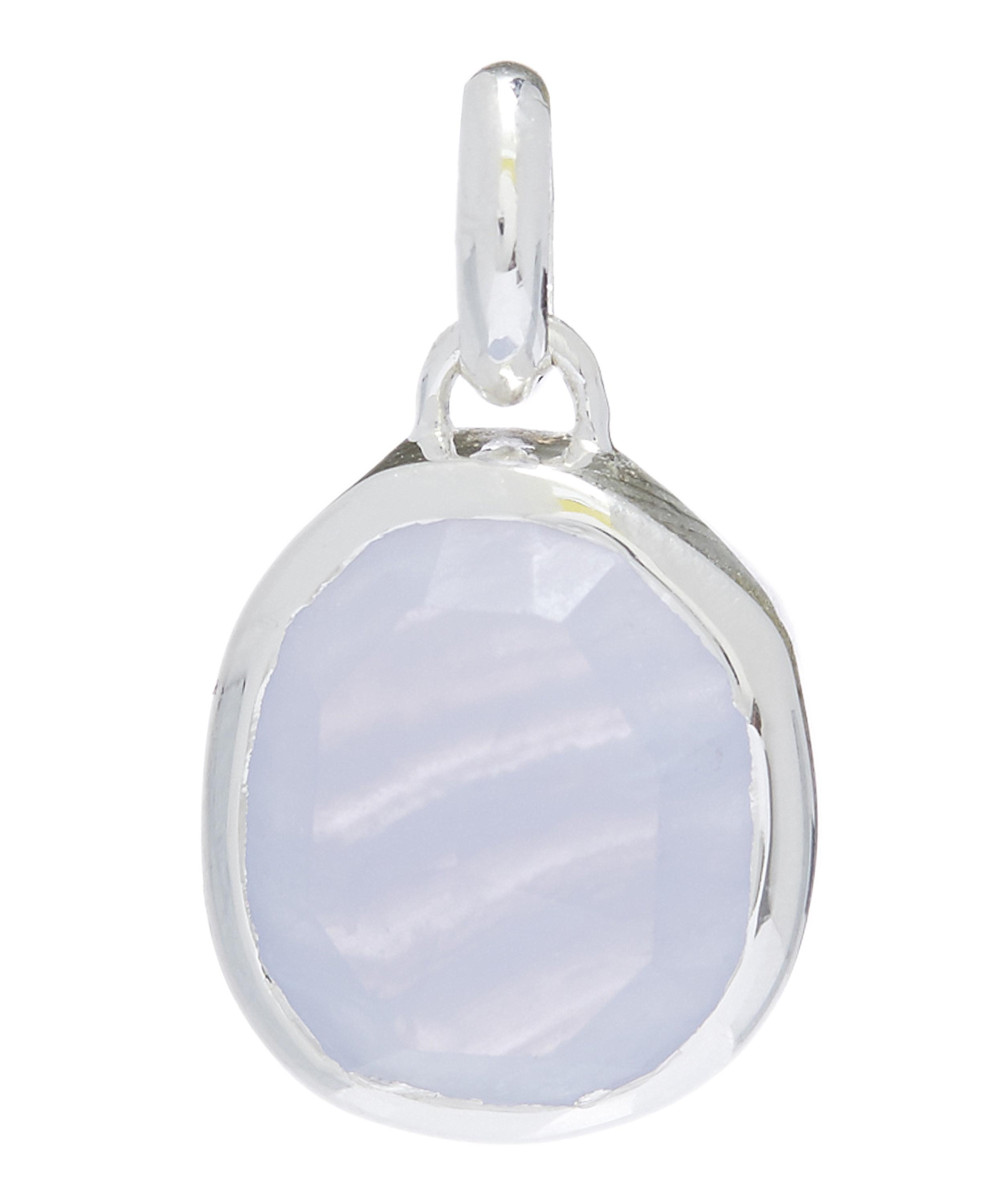Monica Vinader - Silver Siren Medium Blue Lace Agate Bezel Pendant image number 