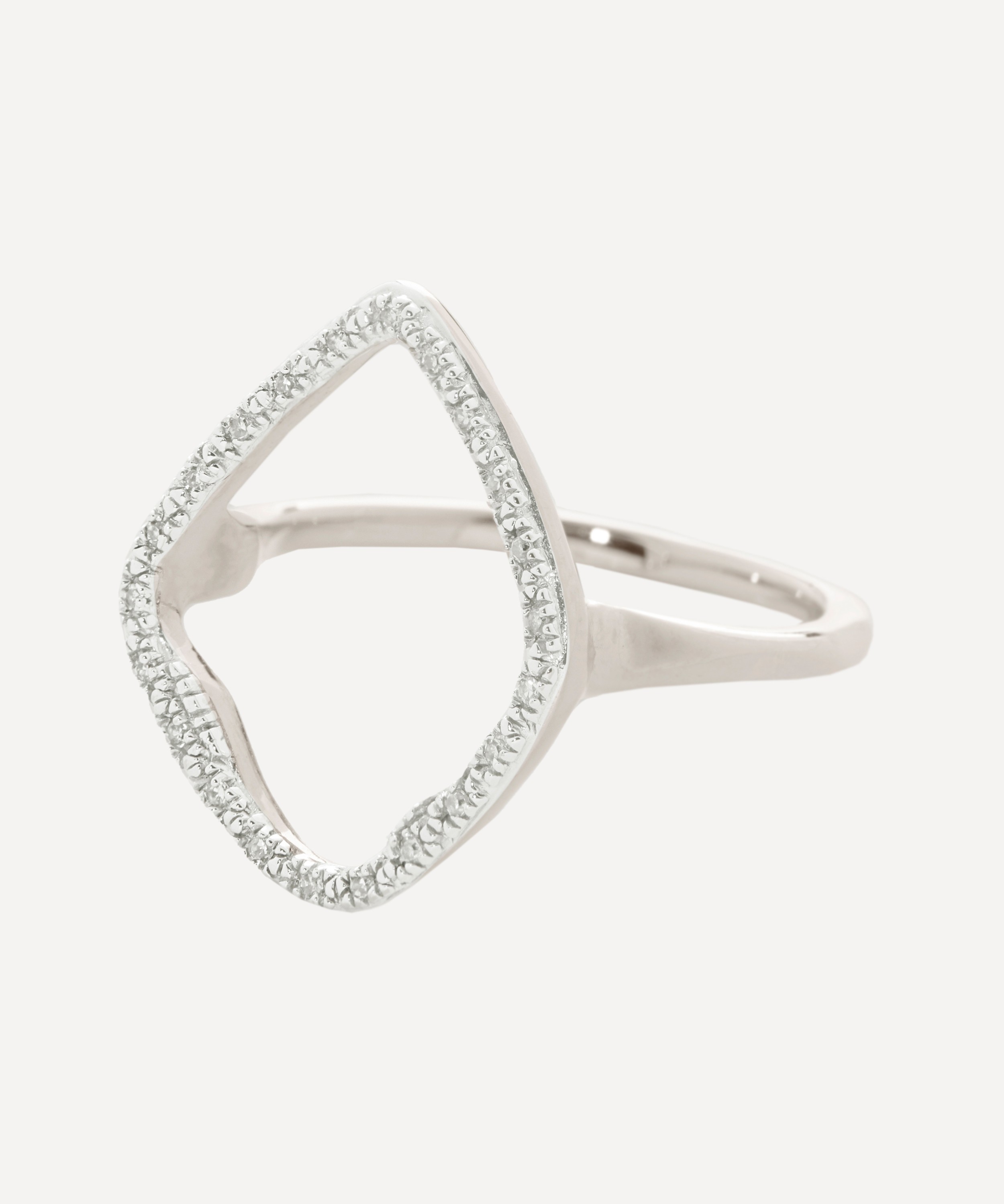 Monica Vinader - Silver Riva Hoop Diamond Cocktail Ring image number 0