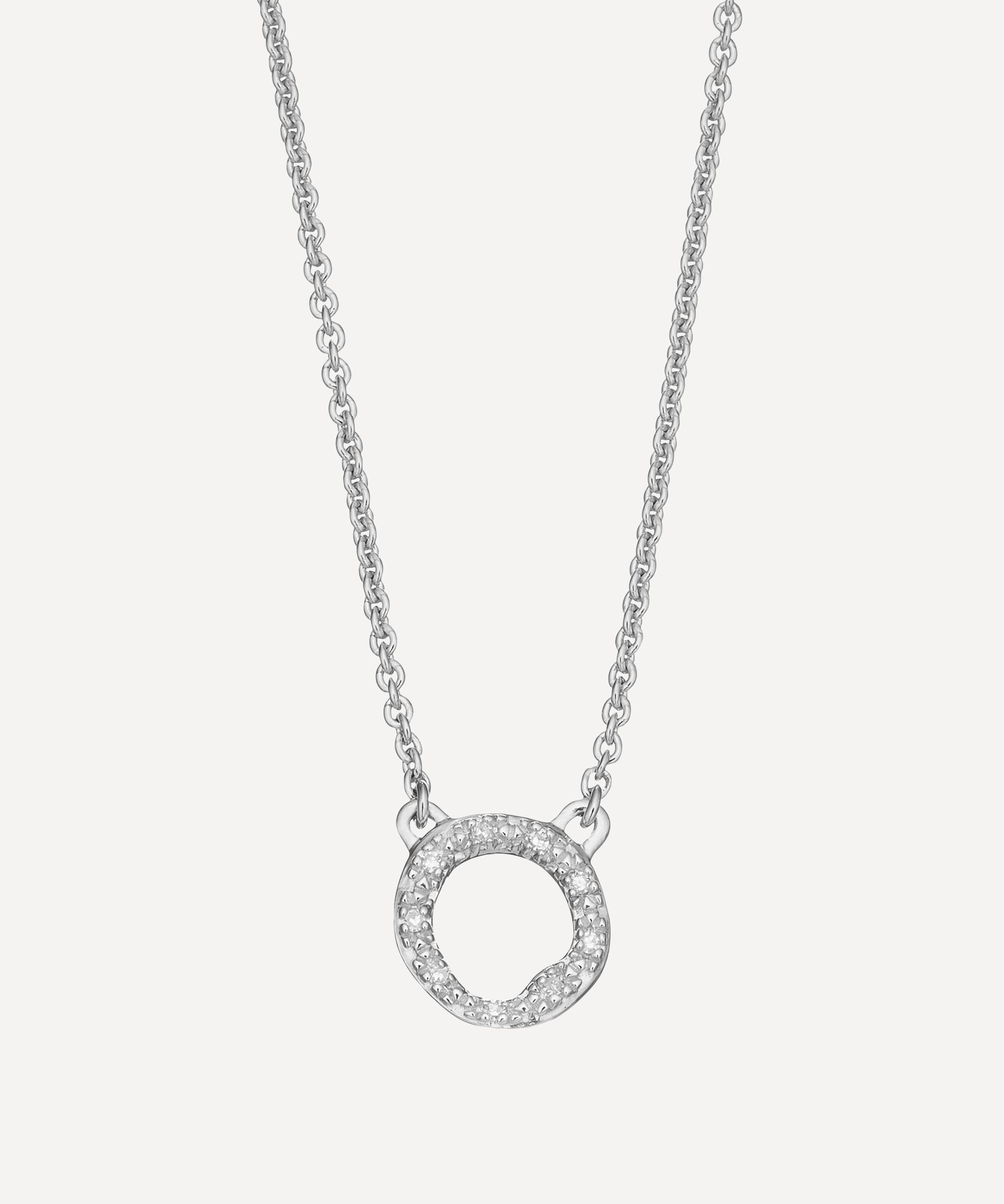 Monica Vinader - Silver Riva Mini Diamond Circle Pendant Necklace image number 0