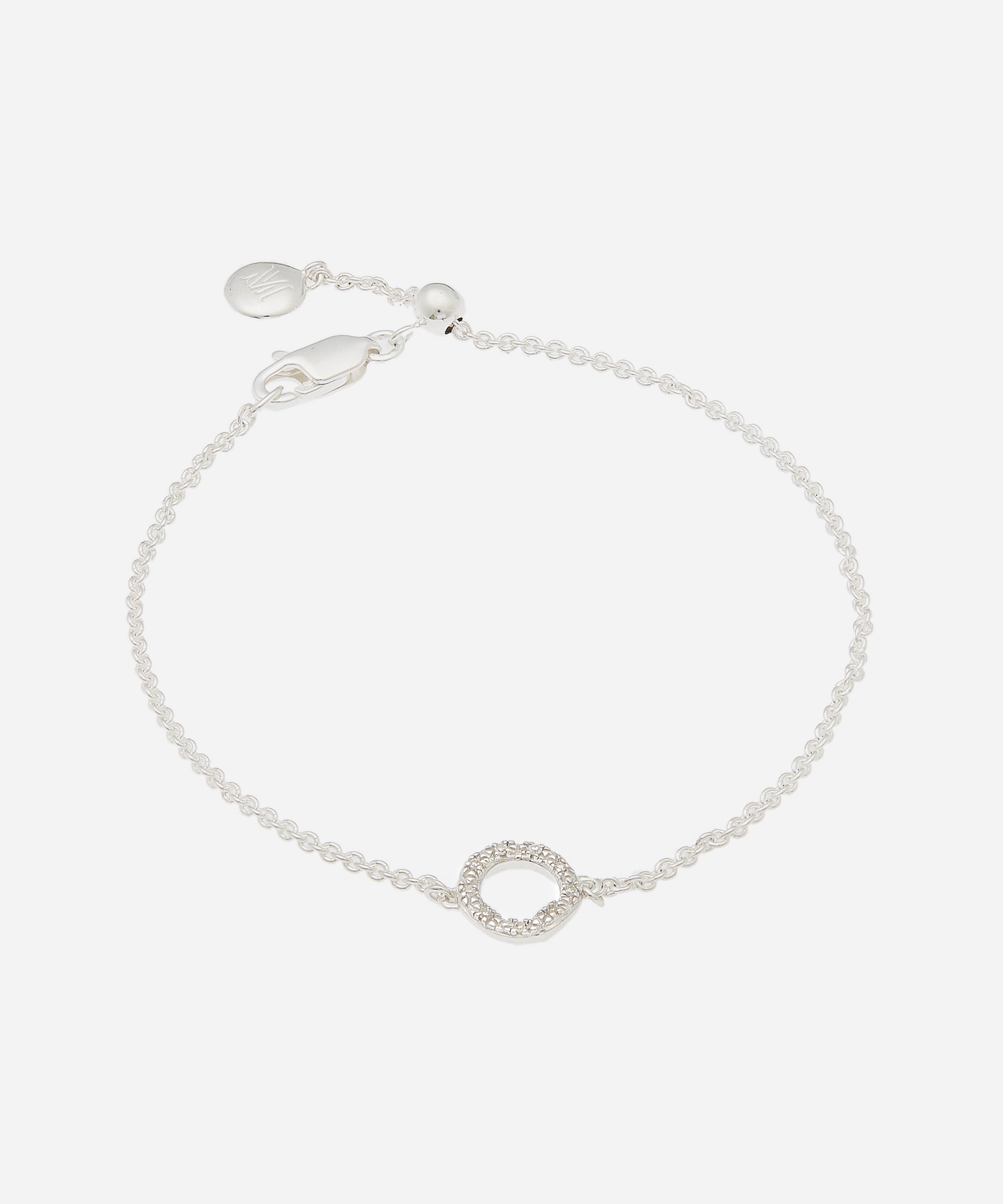 Monica Vinader - Silver Riva Mini Diamond Circle Bracelet image number 0