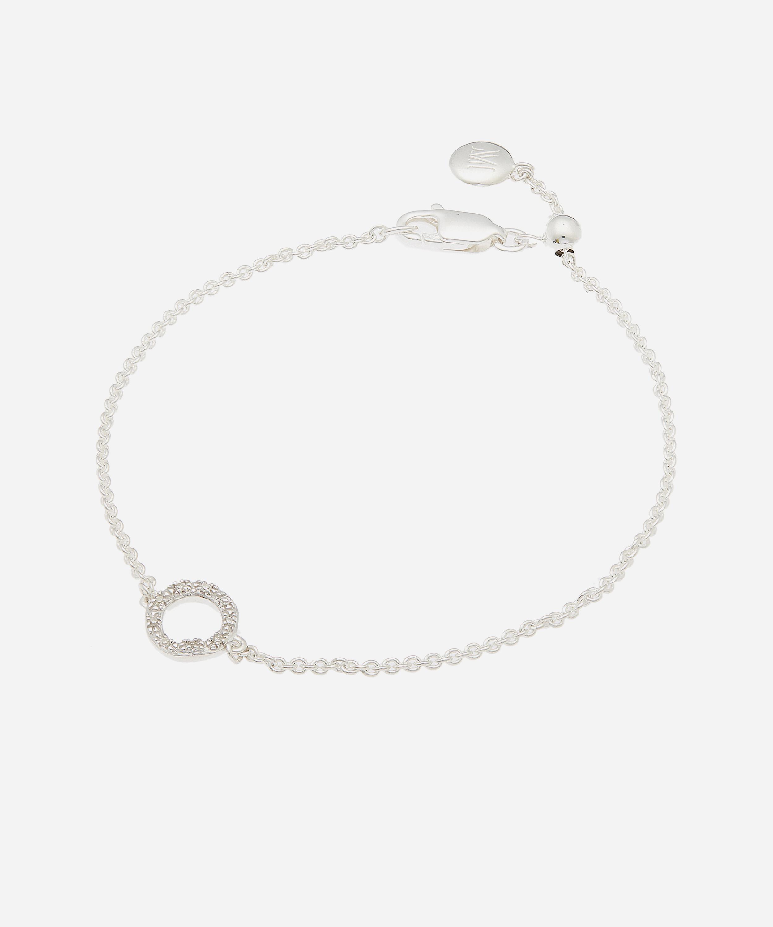 Monica Vinader - Silver Riva Mini Diamond Circle Bracelet image number 2