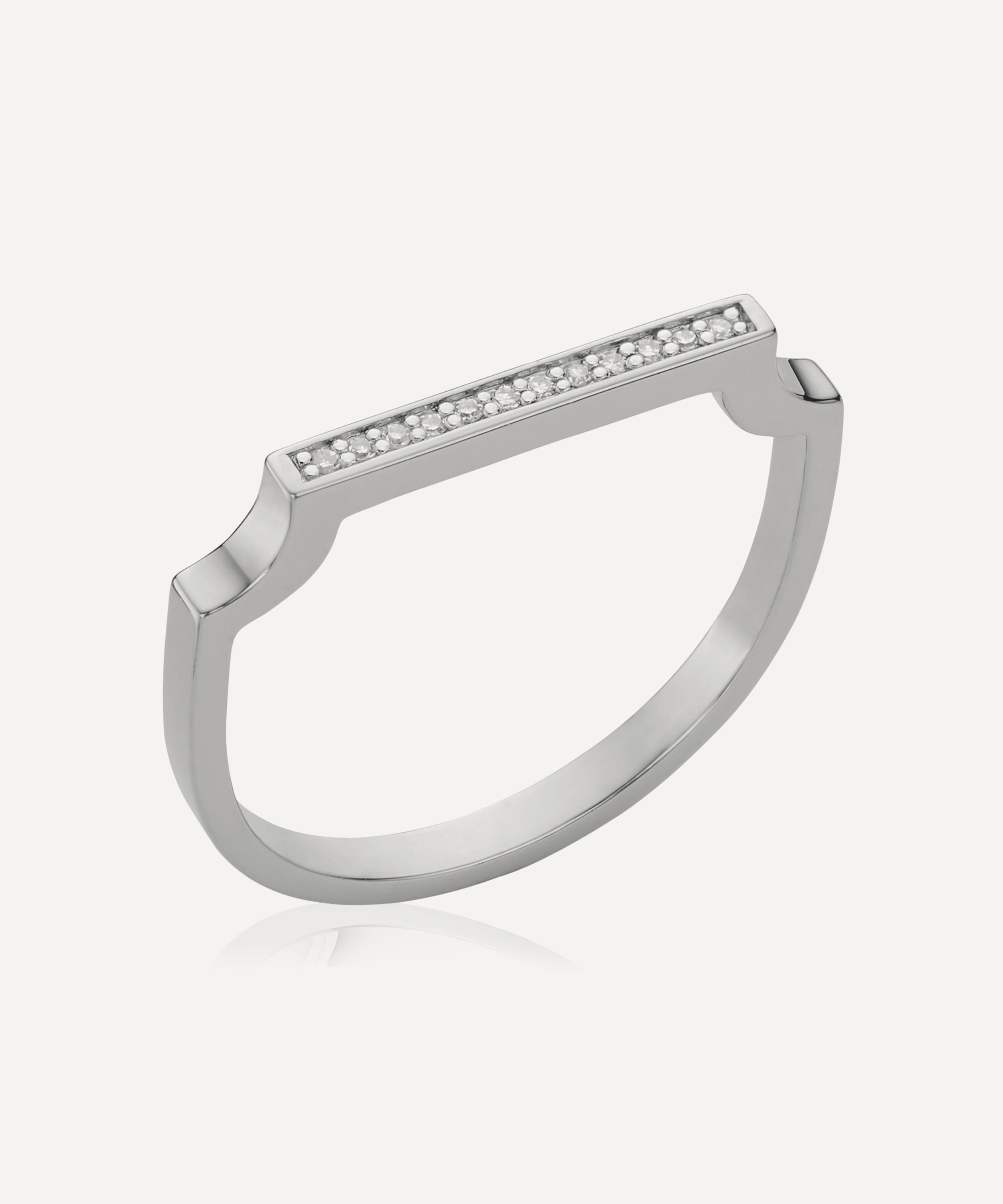Monica Vinader - Silver Signature Thin Diamond Ring image number 0