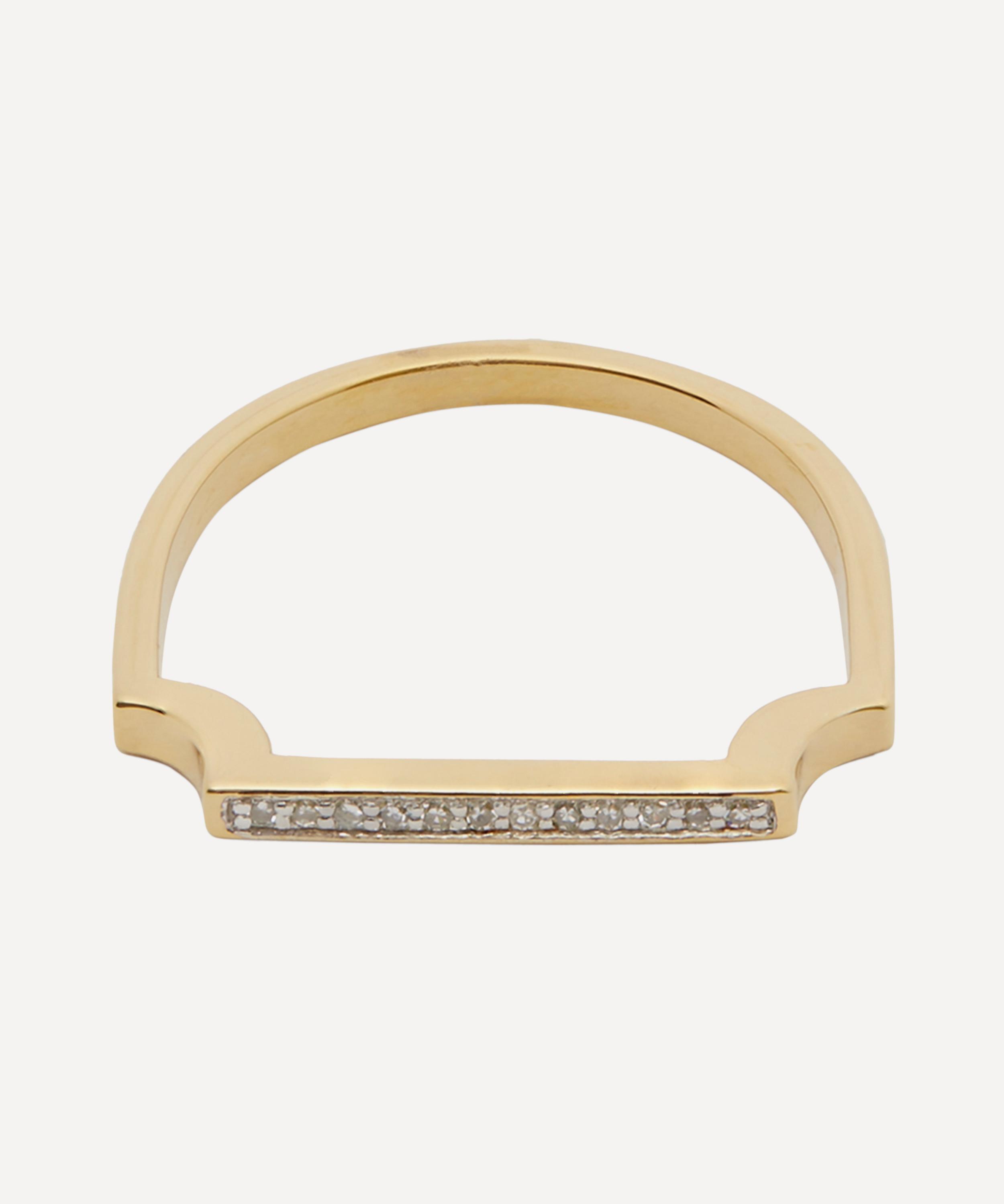 Monica Vinader - Gold Plated Vermeil Silver Signature Thin Diamond Ring image number 