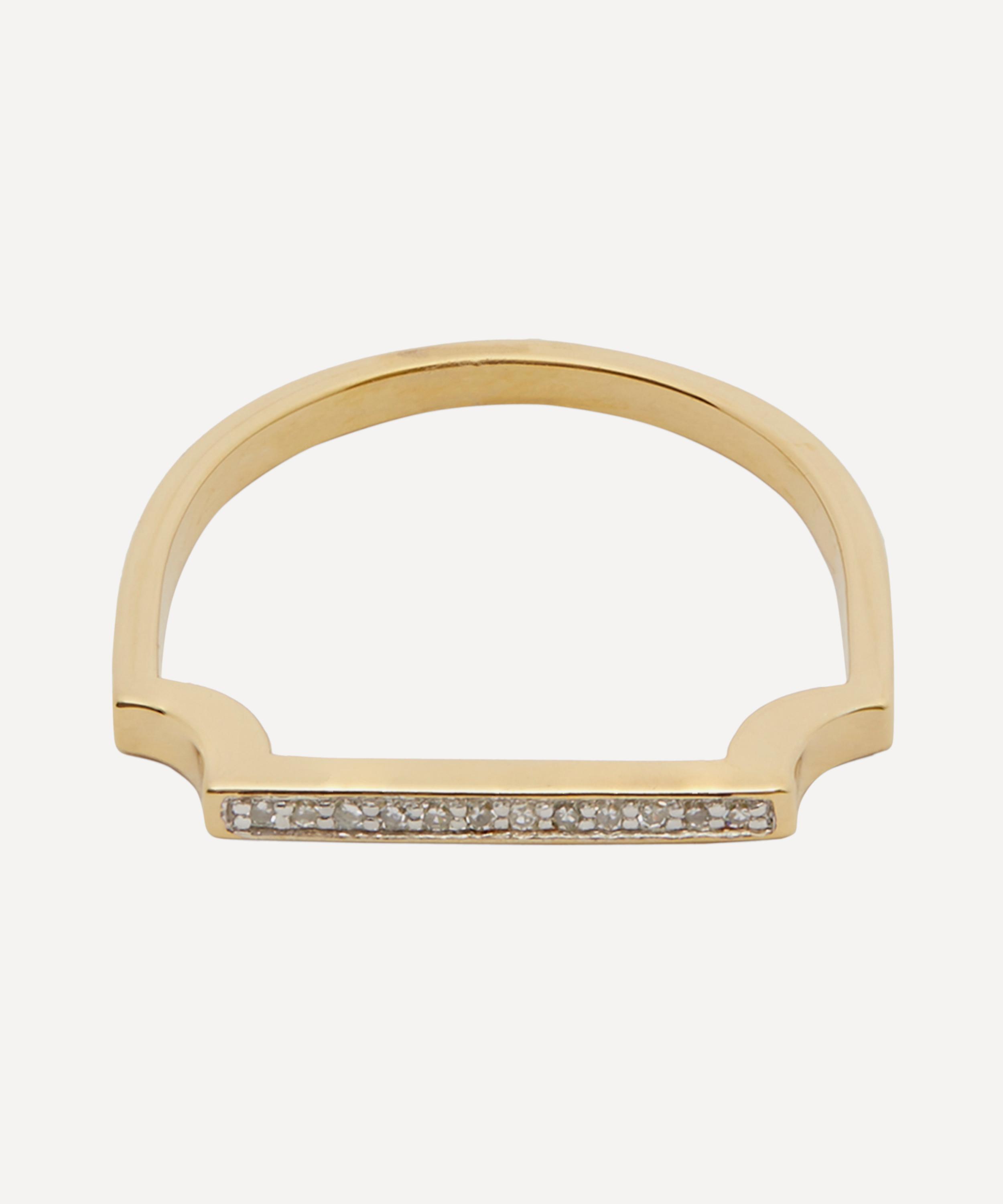 Monica Vinader - Gold Plated Vermeil Silver Signature Thin Diamond Ring image number 0