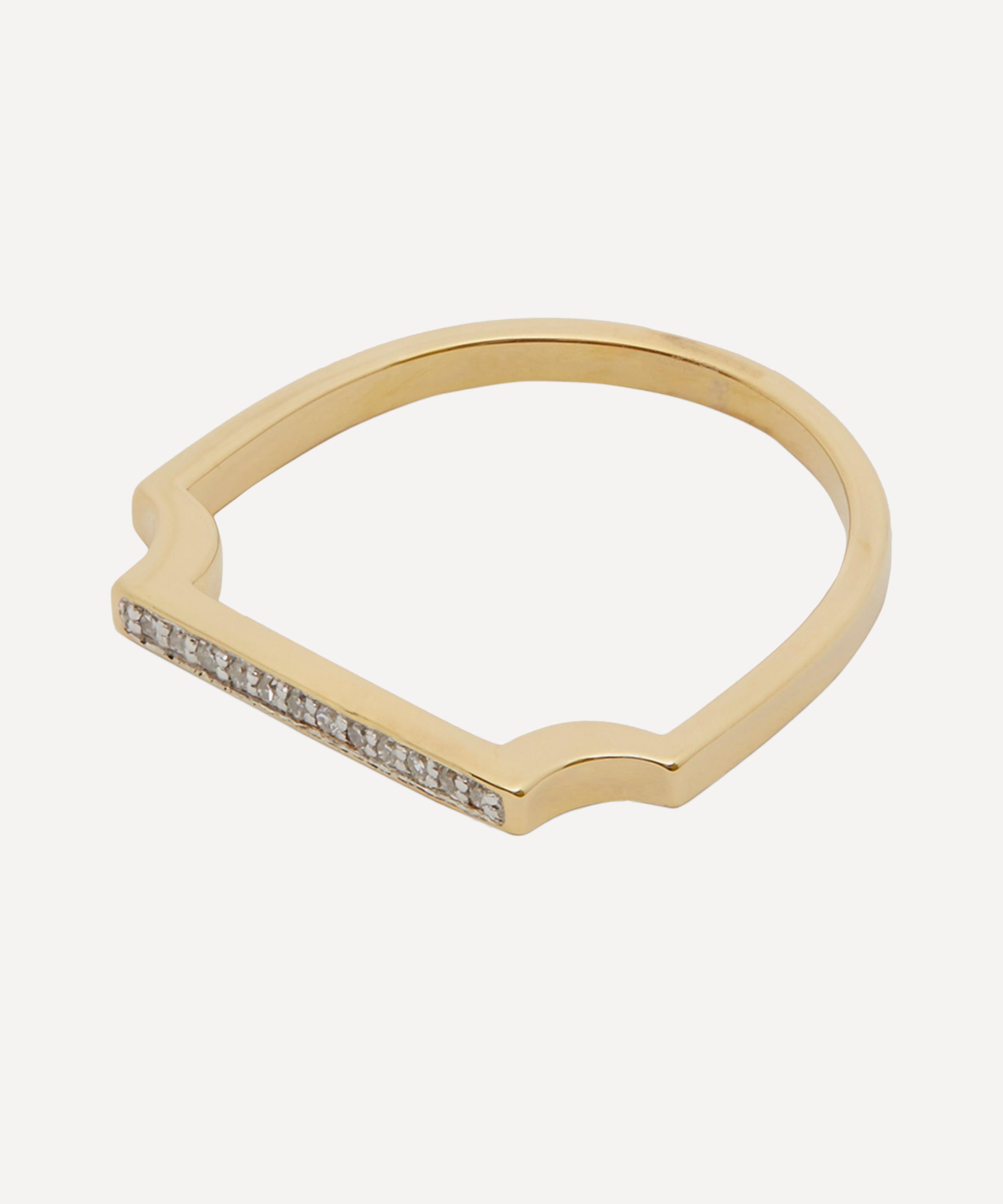 Monica Vinader - Gold Plated Vermeil Silver Signature Thin Diamond Ring image number 