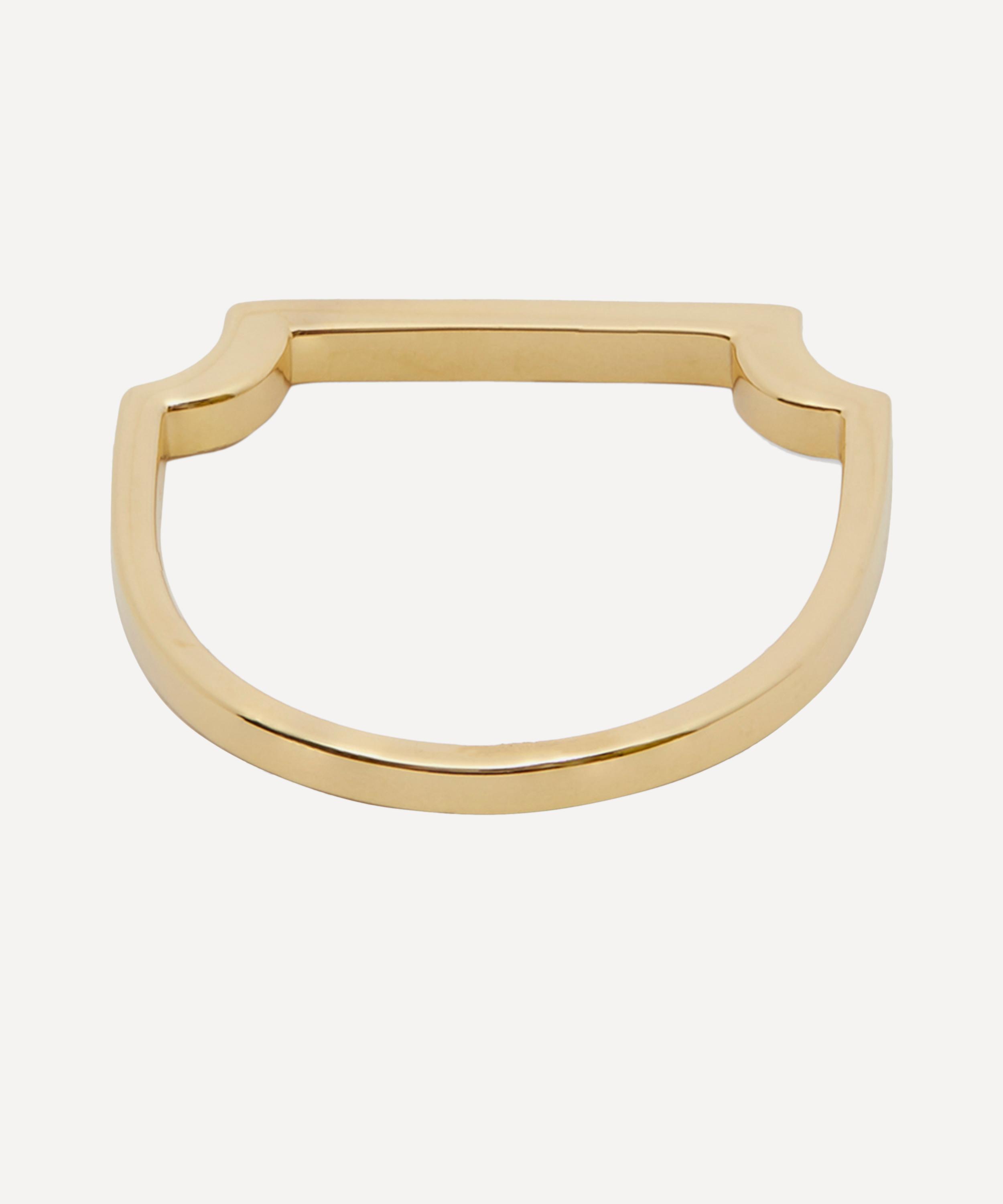 Monica Vinader - Gold Plated Vermeil Silver Signature Thin Diamond Ring image number 