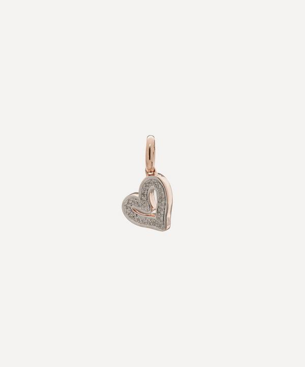 Monica Vinader - Rose Gold Plated Vermeil Silver Alphabet Diamond Heart Pendant Charm image number null