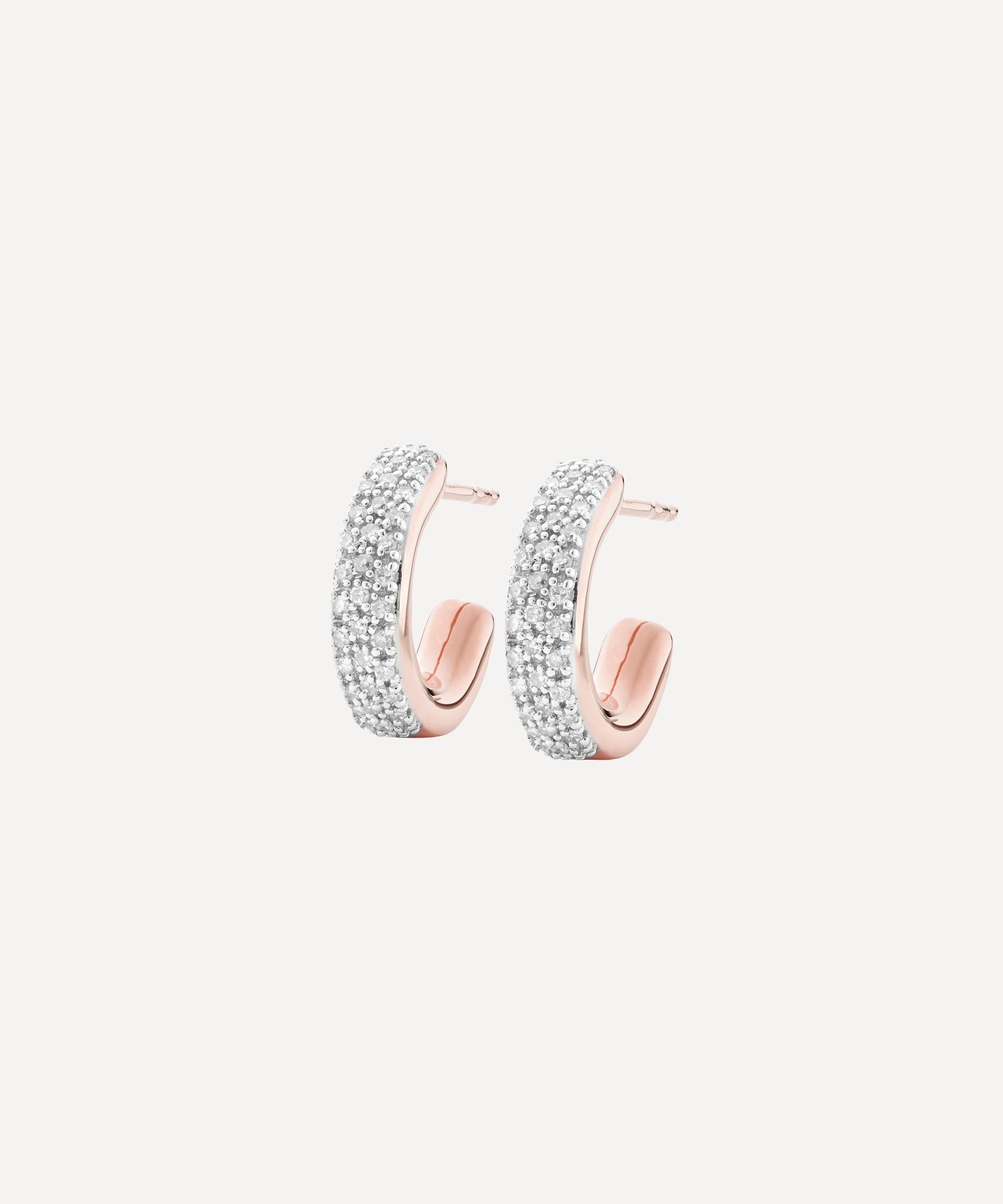 Monica Vinader Rose Gold Plated Vermeil Silver Fiji Mini Diamond Hoop Earrings In Rose Gold