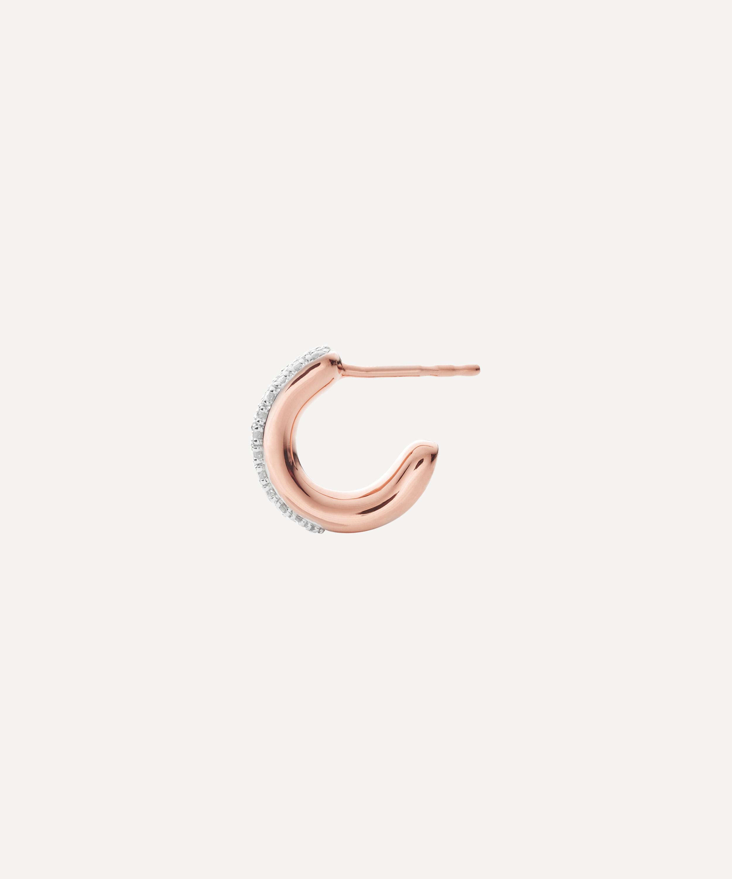 Monica Vinader Rose Gold Plated Vermeil Silver Fiji Mini Diamond Hoop Earrings In Rose Gold
