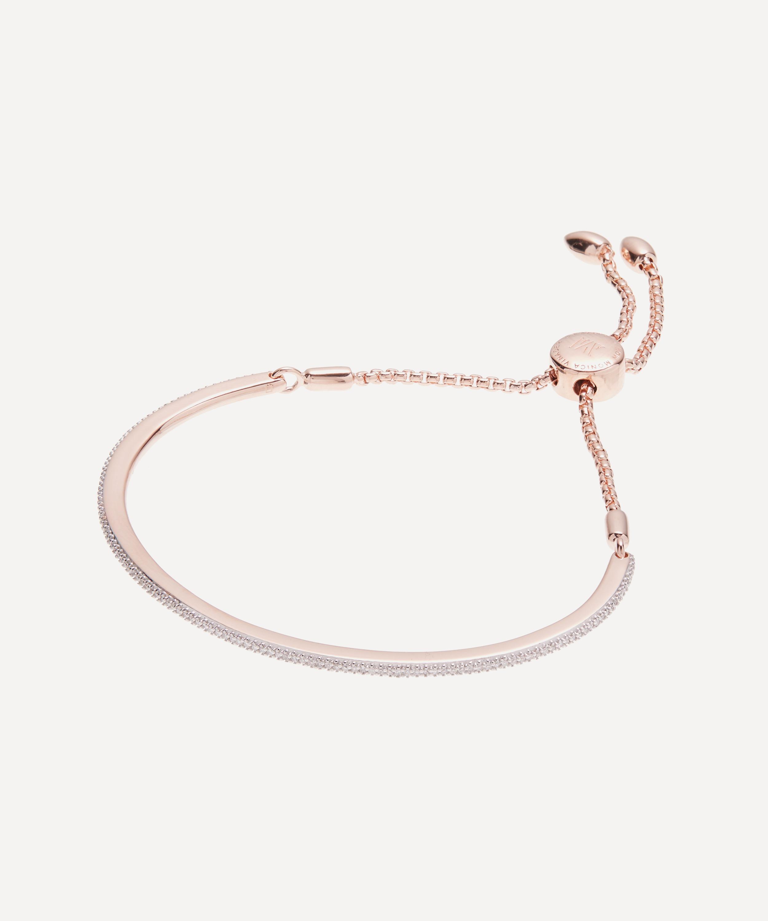 Monica Vinader - Rose Gold Plated Vermeil Silver Fiji Skinny Diamond Bar Friendship Chain Bracelet image number 0