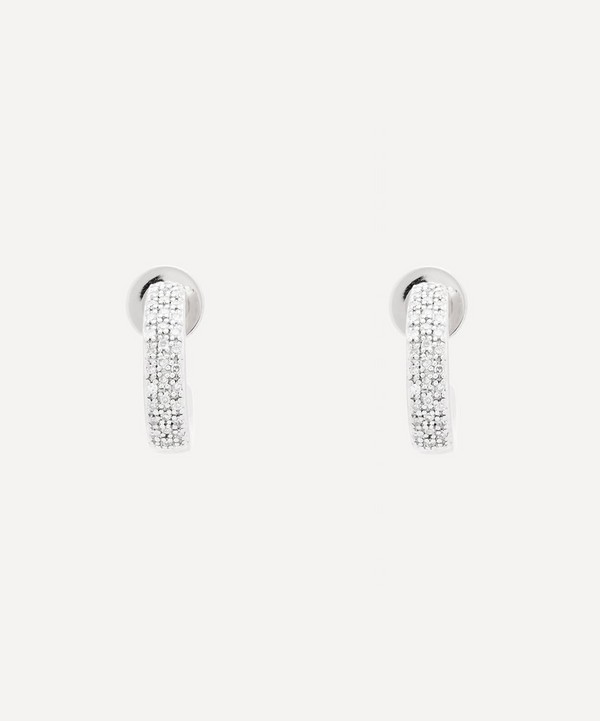 Monica Vinader - Silver Fiji Mini Diamond Hoop Earrings image number null