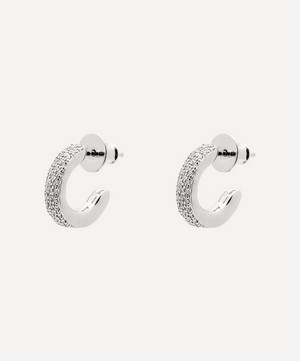 Monica Vinader - Silver Fiji Mini Diamond Hoop Earrings image number 2