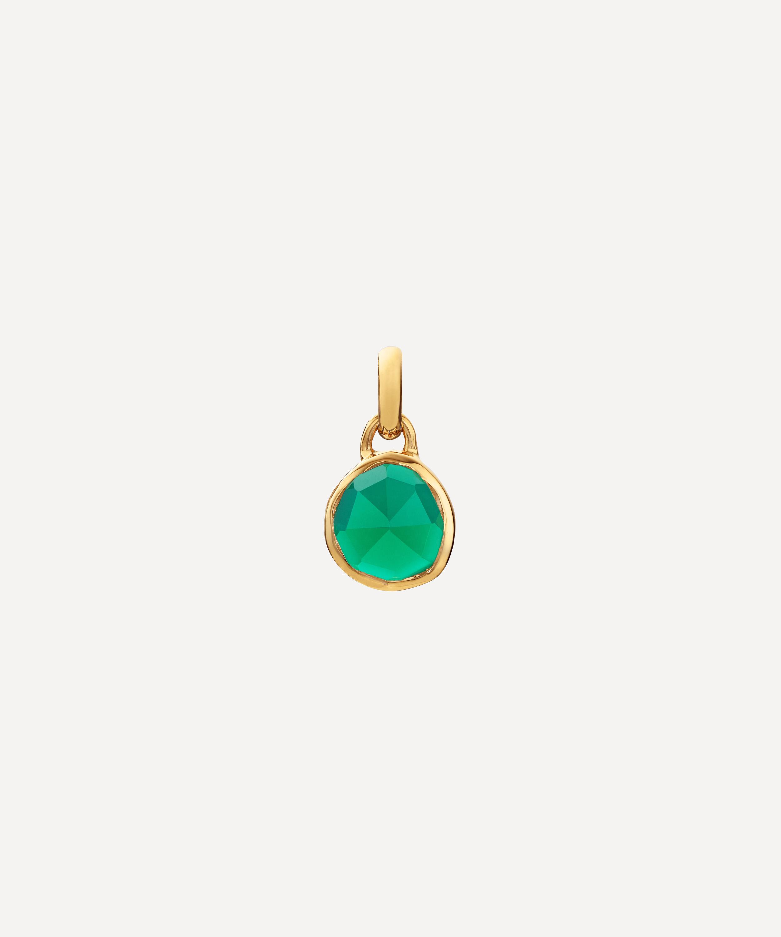 Monica Vinader - Gold Plated Vermeil Silver Siren Mini Green Onyx Bezel Pendant Charm image number 0