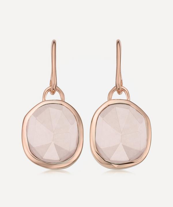 Monica Vinader - Rose Gold Plated Vermeil Silver Siren Rose Quartz Wire Drop Earrings image number null