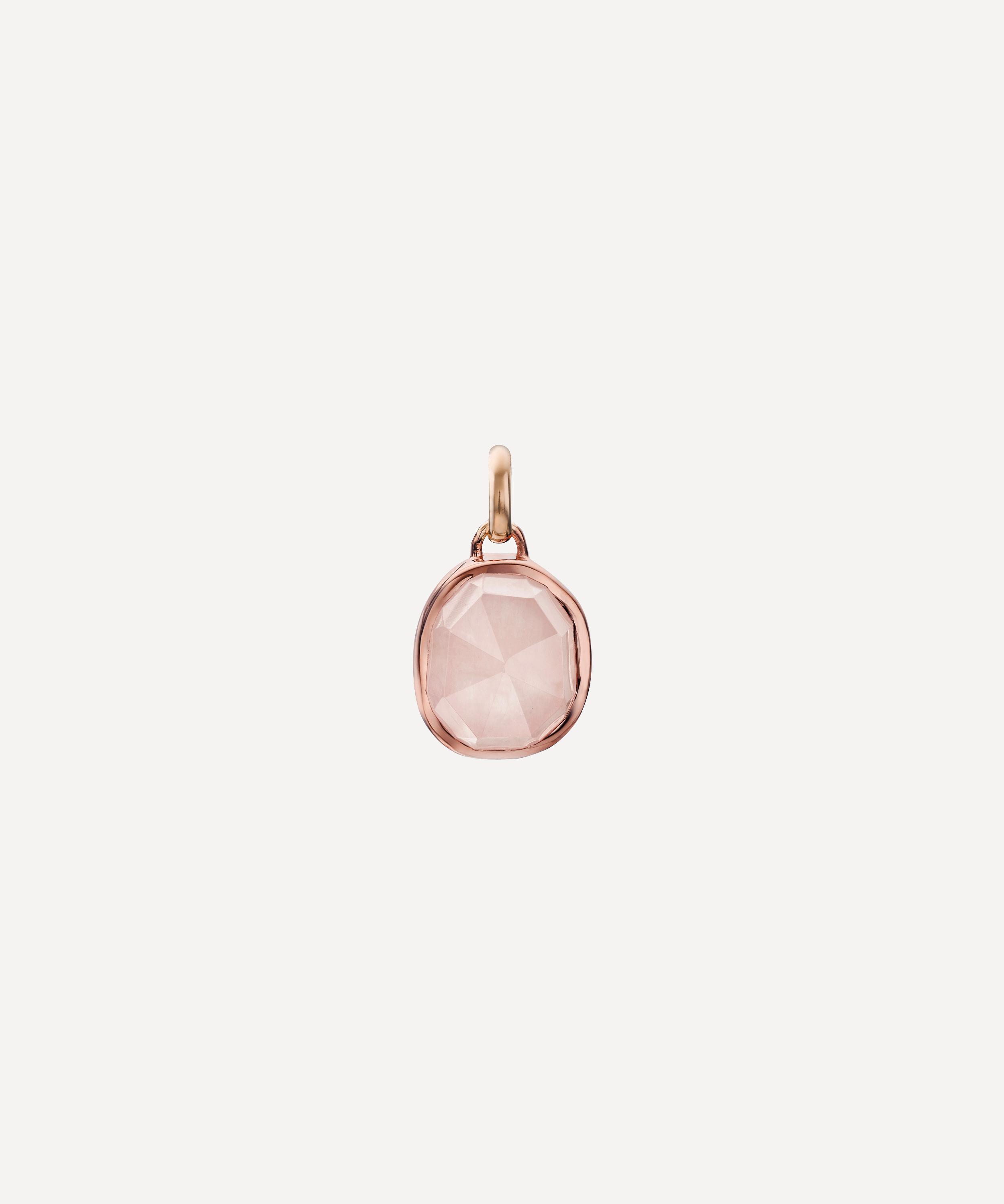 Monica Vinader - Rose Gold Plated Vermeil Silver Siren Medium Rose Quartz Bezel Pendant image number 0