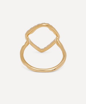Monica Vinader - Gold Plated Vermeil Silver Riva Mini Kite Diamond Stacking Ring image number 3