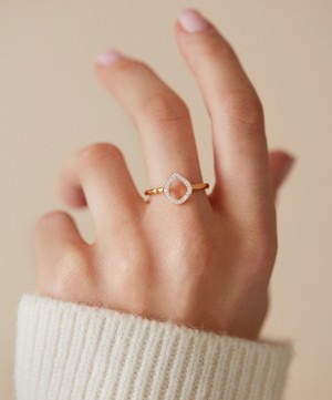 Monica Vinader - Gold Plated Vermeil Silver Riva Mini Kite Diamond Stacking Ring image number 5