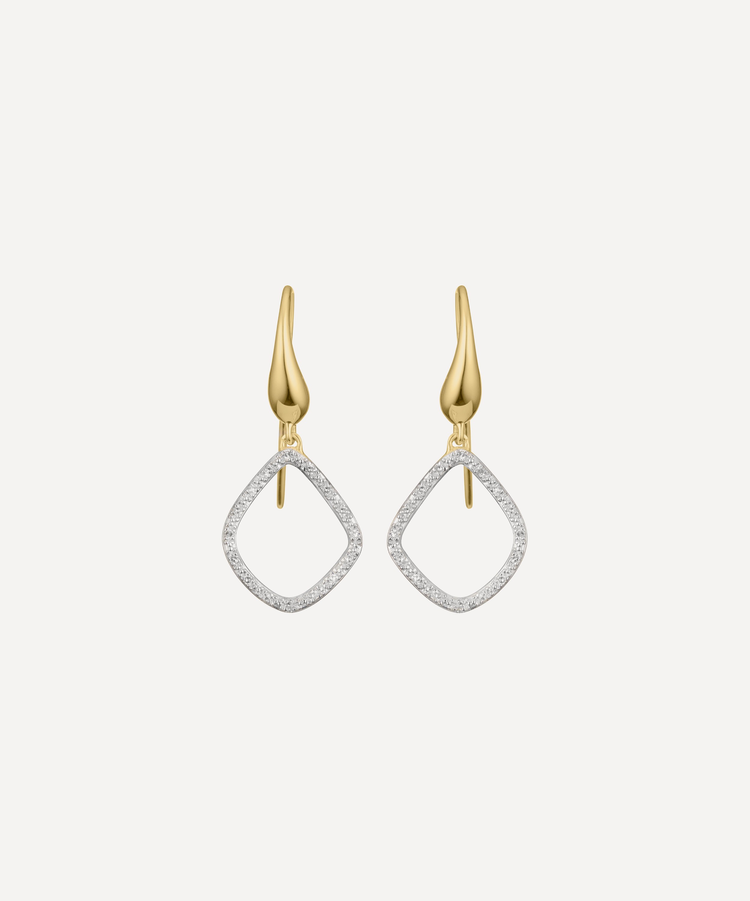 Monica Vinader - Gold Plated Vermeil Silver Riva Kite Diamond Earrings image number 0