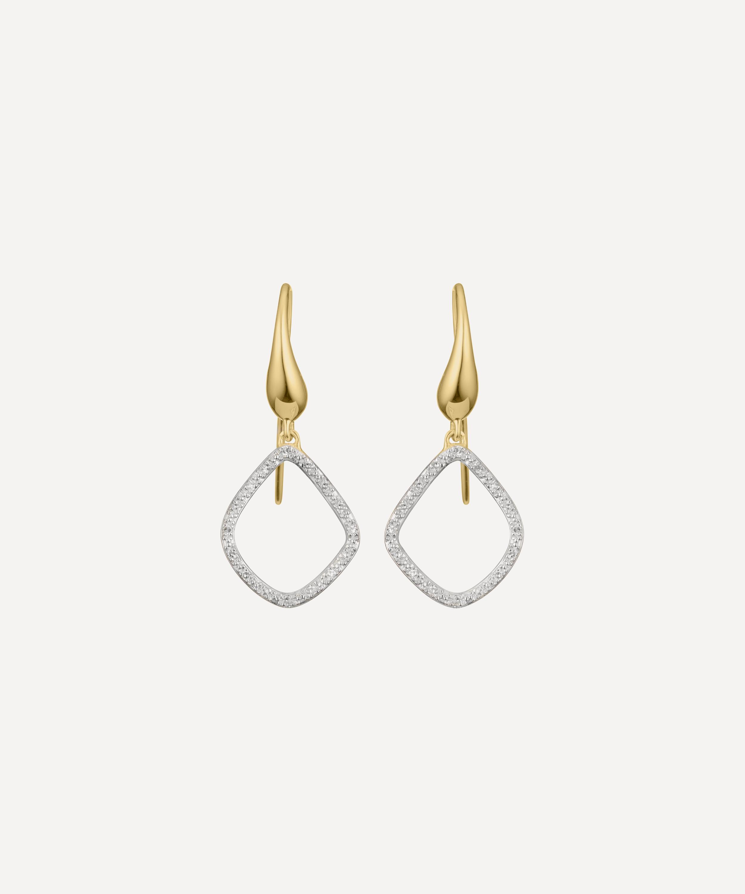 Monica Vinader - Gold Plated Vermeil Silver Riva Kite Diamond Earrings image number 0