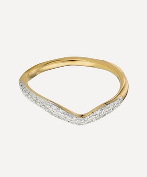 Monica Vinader - 18ct Gold Plated Vermeil Silver Riva Diamond Wave Stacking Ring image number 0