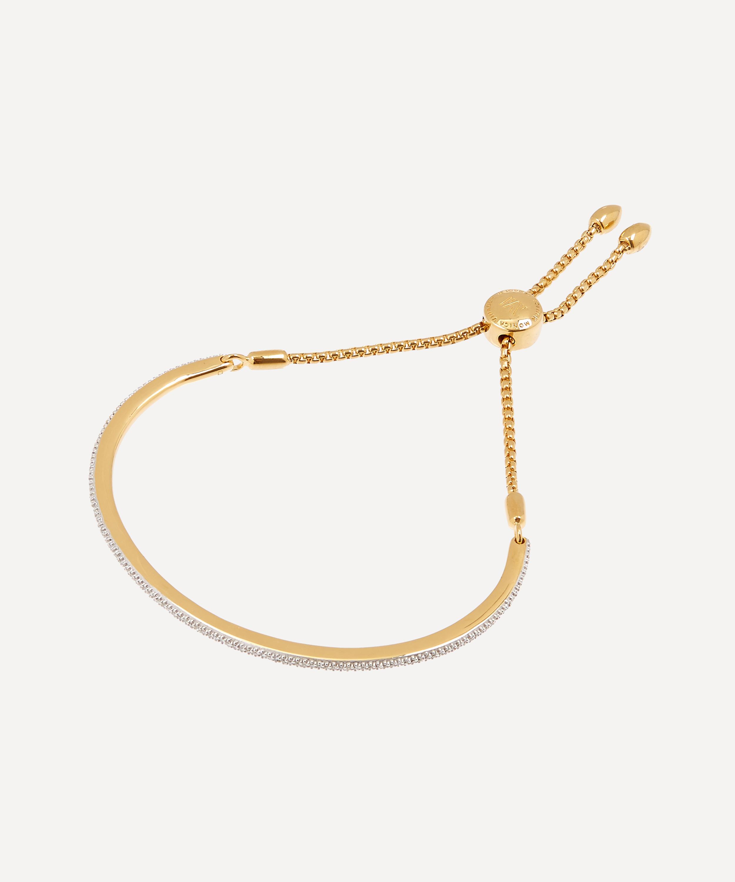 Monica Vinader - Gold Plated Vermeil Silver Fiji Skinny Diamond Bar Chain Bracelet image number 