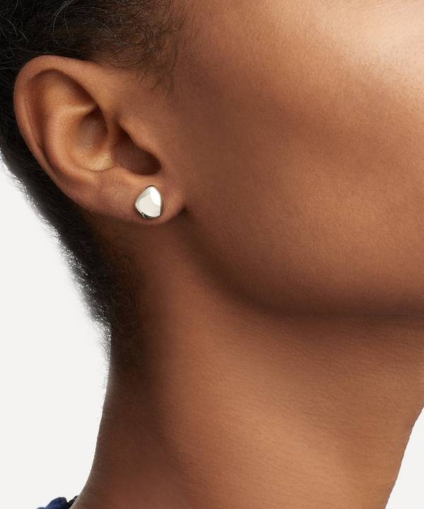 Sterling silver pebble shaped stud earrings Simple silver stud earrings